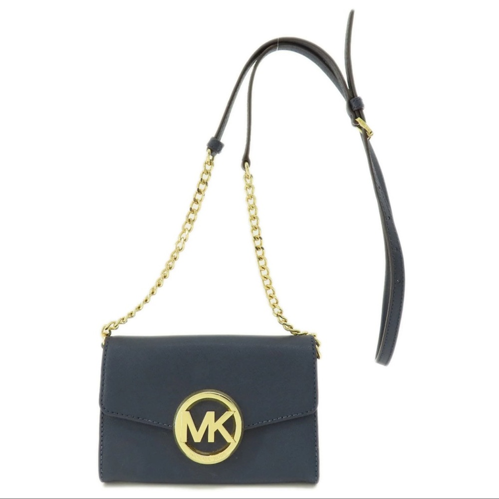 Michael Kors Navy Blue Crossbody with Gold Hardware